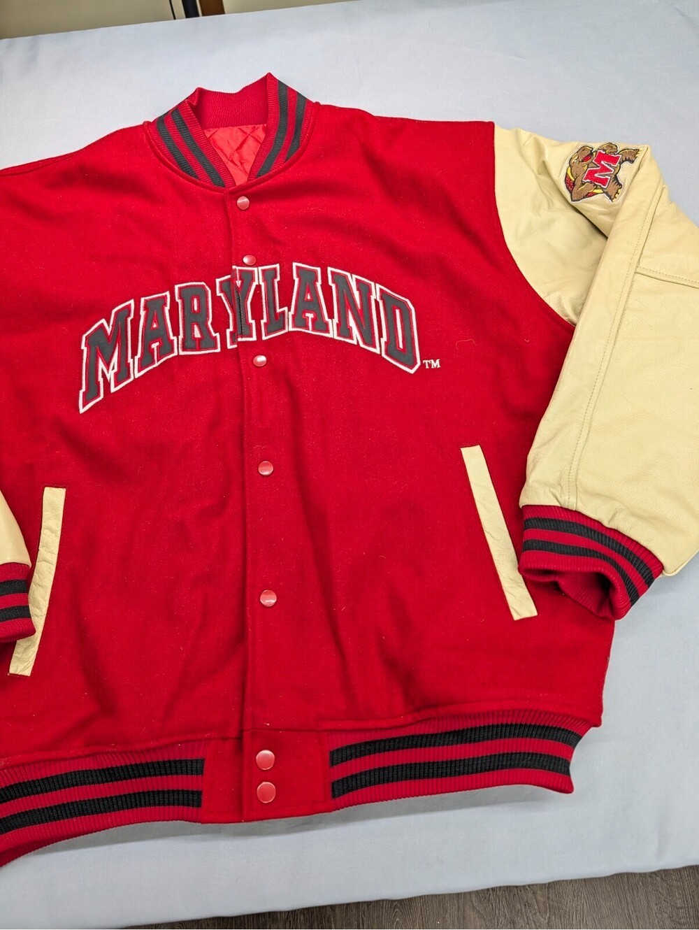 Maryland Terrapins Colosseum Varsity Jacket XL Wool Leather